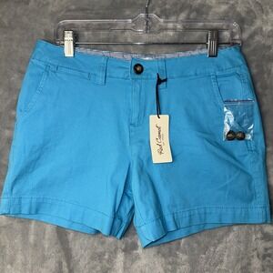 Red Camel Chino Shorts Women Size 9 Aqua Blue Stretch Cotton Casual New